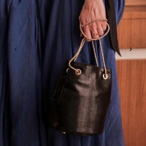 Sezane Lizard Black Bucket Purse.